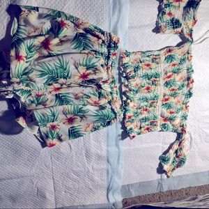 Green floral two piece set size medium